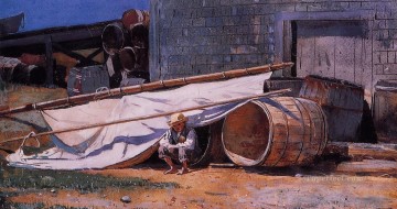 Niño en un astillero, también conocido como Niño con barriles, pintor realista Winslow Homer Pinturas al óleo
